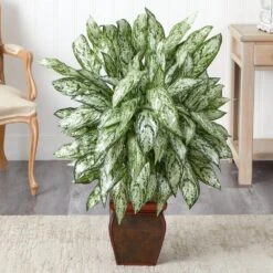38 In. Artificial H Green Silver Queen With Decorative Planter Silk Plant 7 38 In. Artificial H Green Silver Queen With Decorative Planter Silk Plant -Artificial nearly natural artificial tropical plants 6693 31 1000