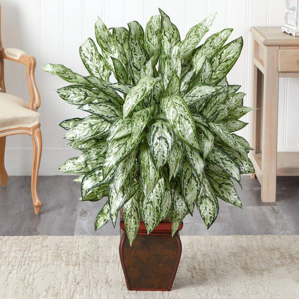 38 In. Artificial H Green Silver Queen With Decorative Planter Silk Plant 5 38 In. Artificial H Green Silver Queen With Decorative Planter Silk Plant - Image 3