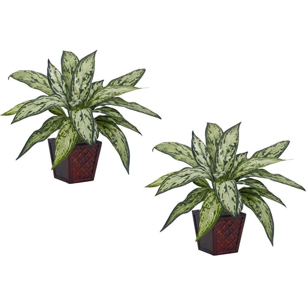 12 In. Artificial H Green Silver Queen Silk Plant (Set Of 2) 3 12 In. Artificial H Green Silver Queen Silk Plant (Set Of 2)
