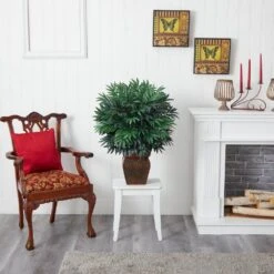 35 In. Artificial H Green Double Bamboo Palm With Decorative Planter Silk Plant 6 35 In. Artificial H Green Double Bamboo Palm With Decorative Planter Silk Plant -Artificial nearly natural artificial tropical plants 6718 c3 1000