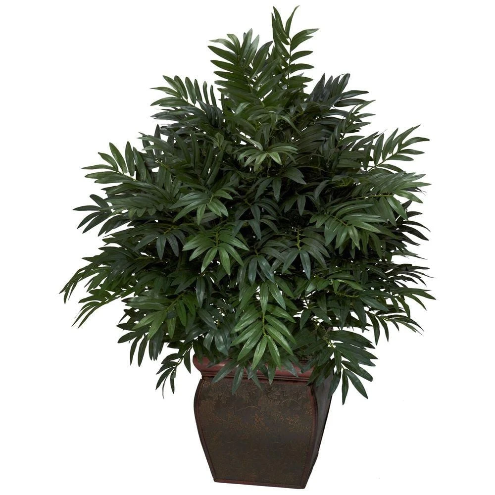 43 In. Artificial H Green Triple Bamboo Palm With Decorative Planter Silk Plant 3 43 In. Artificial H Green Triple Bamboo Palm With Decorative Planter Silk Plant