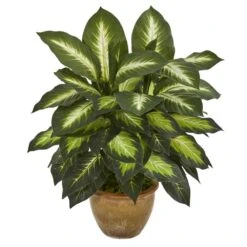 Indoor Dieffenbachia Artificial Plant In Ceramic Planter