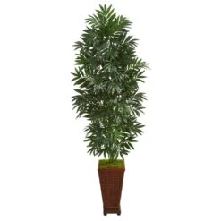 Indoor 5.5 Ft. Bamboo Palm Artificial Plant In Decorative Planter