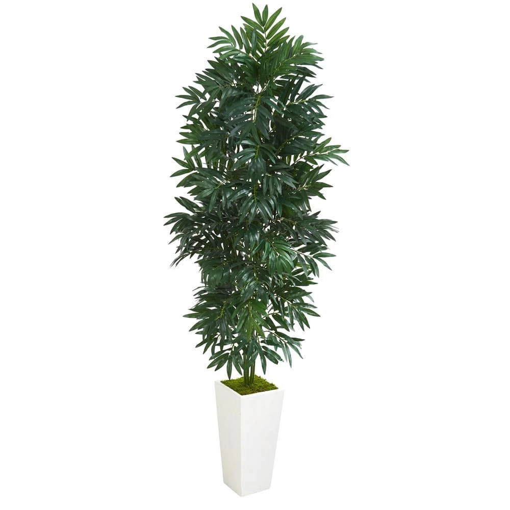 Indoor 5 Ft. Bamboo Palm Artificial Plant In White Planter 3 Indoor 5 Ft. Bamboo Palm Artificial Plant In White Planter