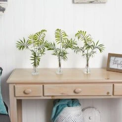 Indoor Mini Palm Artificial Plant In Vase (3-Set) -Artificial nearly natural artificial tropical plants 8086 s3 31 1000