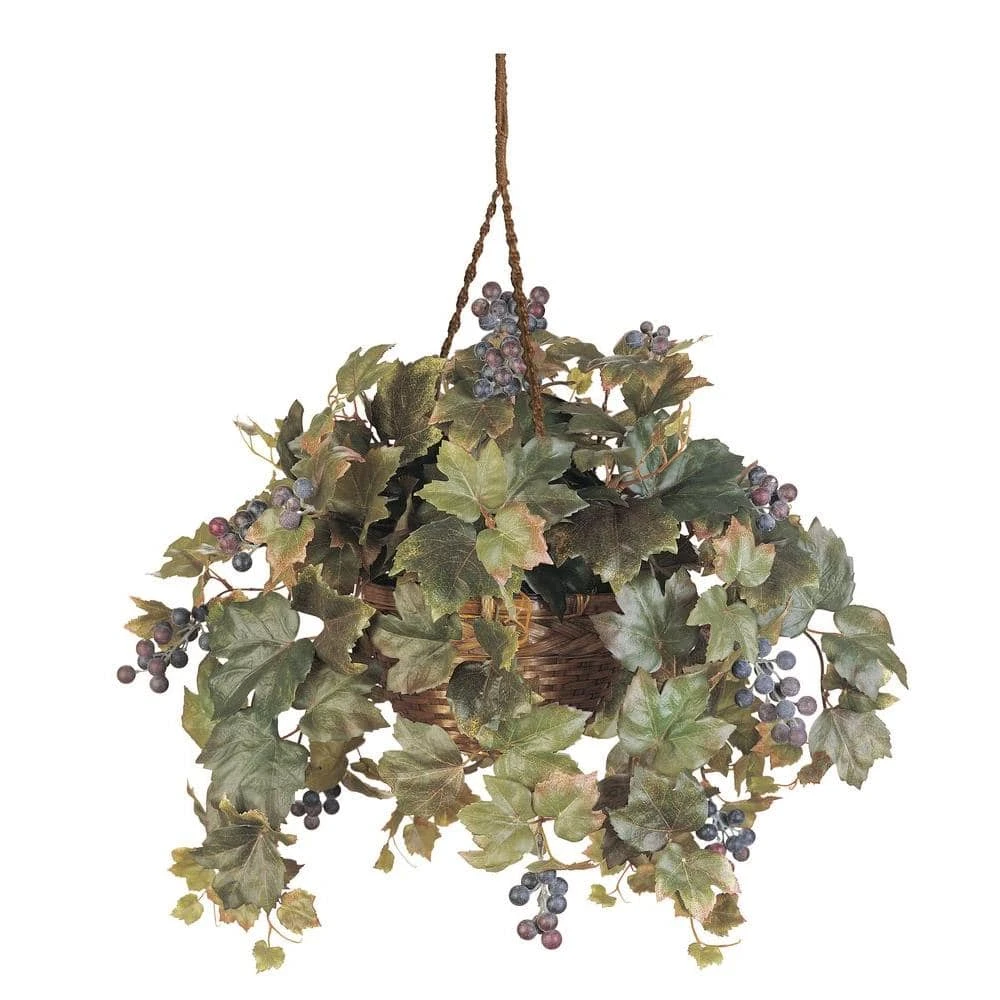 22 In. Artificial Grape Leaf Silk Hanging Basket 4 22 In. Artificial Grape Leaf Silk Hanging Basket - Image 2