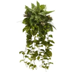 Indoor 36 Ft. Mixed Greens Hanging Artificial Plant (2-Set)