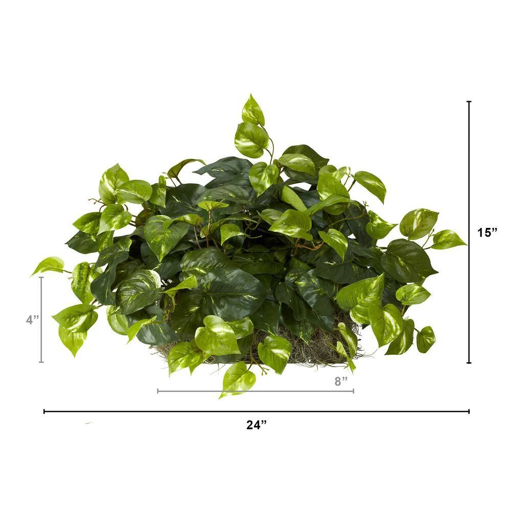 Indoor 15 In. H Artificial Green Pothos Ledge Plant (Set On Foam) Silk Plant 9 Indoor 15 In. H Artificial Green Pothos Ledge Plant (Set On Foam) Silk Plant - Image 7
