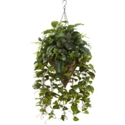 36 In. Artificial Vining Mixed Greens With Cone Hanging Basket