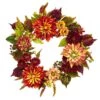 Dahlia And Mum 22 In. Artificial Wreath 2 Dahlia And Mum 22 In. Artificial Wreath -Artificial nearly natural decorative wreaths 4131 64 1000