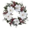 22 In. Artificial Snowed Magnolia And Berry Wreath 1 22 In. Artificial Snowed Magnolia And Berry Wreath -Artificial nearly natural decorative wreaths 4186 64 1000