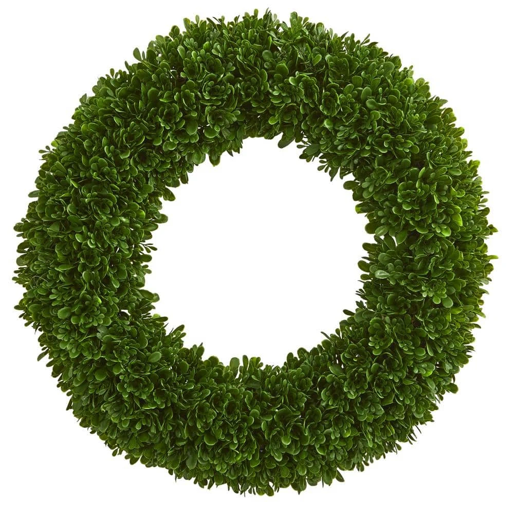 Indoor/Outdoor 19.5 In. Artificial Tea Leaf Wreath UV Resistant 3 Indoor/Outdoor 19.5 In. Artificial Tea Leaf Wreath UV Resistant