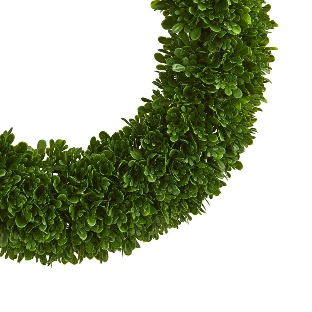 Indoor/Outdoor 19.5 In. Artificial Tea Leaf Wreath UV Resistant 4 Indoor/Outdoor 19.5 In. Artificial Tea Leaf Wreath UV Resistant - Image 2