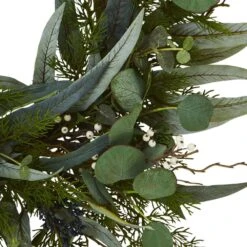 24 In. Indoor Eucalyptus And Mixed Greens Artificial Wreath 8 24 In. Indoor Eucalyptus And Mixed Greens Artificial Wreath -Artificial nearly natural decorative wreaths 4272 4f 1000