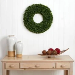 24 In. Indoor Boxwood Artificial Wreath -Artificial nearly natural decorative wreaths 4350 31 1000