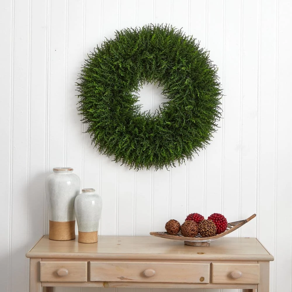 32 In. Indoor Giant Cedar Artificial Wreath 5 32 In. Indoor Giant Cedar Artificial Wreath - Image 3