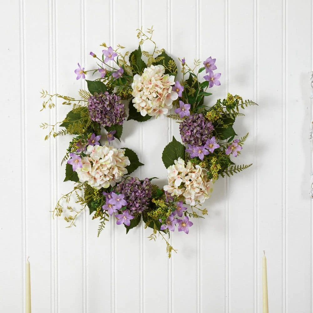 24 In. Indoor Artificial Hydrangea Berry Wreath 4 24 In. Indoor Artificial Hydrangea Berry Wreath - Image 2