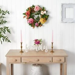 Mixed Peony And Berry 20 In. Artificial Wreath -Artificial nearly natural decorative wreaths 4537 31 1000