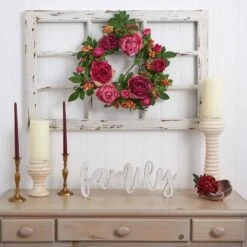 Peony And Berry 20 In. Artificial Wreath 13 Peony And Berry 20 In. Artificial Wreath -Artificial nearly natural decorative wreaths 4538 31 1000