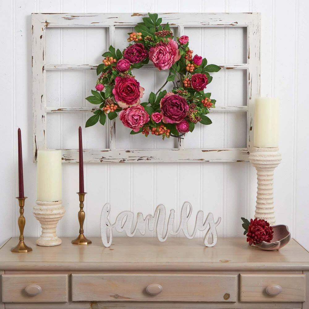 Peony And Berry 20 In. Artificial Wreath 8 Peony And Berry 20 In. Artificial Wreath - Image 6