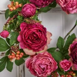 Peony And Berry 20 In. Artificial Wreath 12 Peony And Berry 20 In. Artificial Wreath -Artificial nearly natural decorative wreaths 4538 44 1000