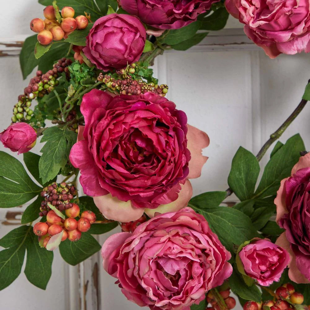 Peony And Berry 20 In. Artificial Wreath 7 Peony And Berry 20 In. Artificial Wreath - Image 5
