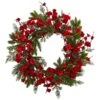 24 In. Artificial Plum Blossom Pine Wreath 2 24 In. Artificial Plum Blossom Pine Wreath -Artificial nearly natural decorative wreaths 4551 64 1000