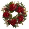 24 In. Artificial Hydrangea Pine Wreath 1 24 In. Artificial Hydrangea Pine Wreath -Artificial nearly natural decorative wreaths 4552 64 1000