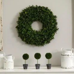 22 In. Artificial Boxwood Wreath 10 22 In. Artificial Boxwood Wreath -Artificial nearly natural decorative wreaths 4554 1f 1000