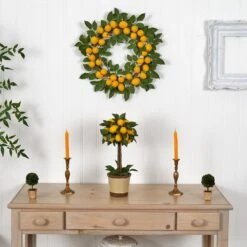 24 In. Artificial Lemon Wreath 9 24 In. Artificial Lemon Wreath -Artificial nearly natural decorative wreaths 4567 31 1000
