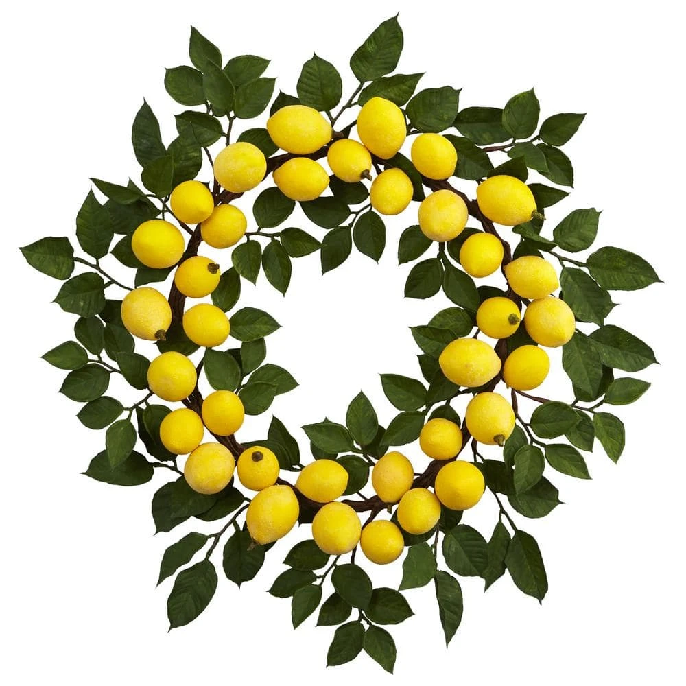 24 In. Artificial Lemon Wreath 3 24 In. Artificial Lemon Wreath