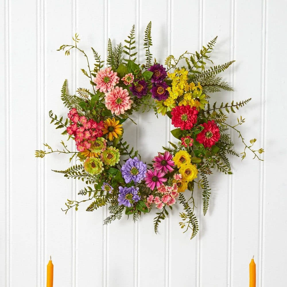 Mixed Flower 22 In. Artificial Wreath 6 Mixed Flower 22 In. Artificial Wreath - Image 4
