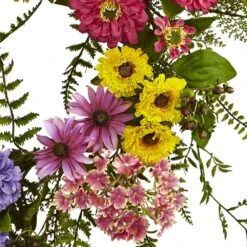 Mixed Flower 22 In. Artificial Wreath 9 Mixed Flower 22 In. Artificial Wreath -Artificial nearly natural decorative wreaths 4581 4f 1000