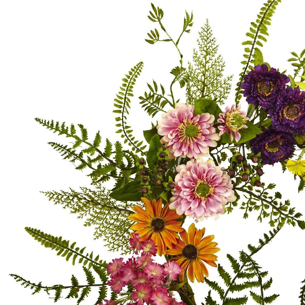 Mixed Flower 22 In. Artificial Wreath 4 Mixed Flower 22 In. Artificial Wreath - Image 2