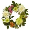 22 In. Artificial Dahlia Mum Wreath -Artificial nearly natural decorative wreaths 4583 64 1000