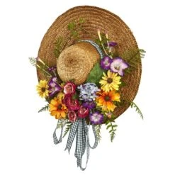 Mixed Flower 18 In. Artificial Hat Wreath 8 Mixed Flower 18 In. Artificial Hat Wreath -Artificial nearly natural decorative wreaths 4587 4f 1000
