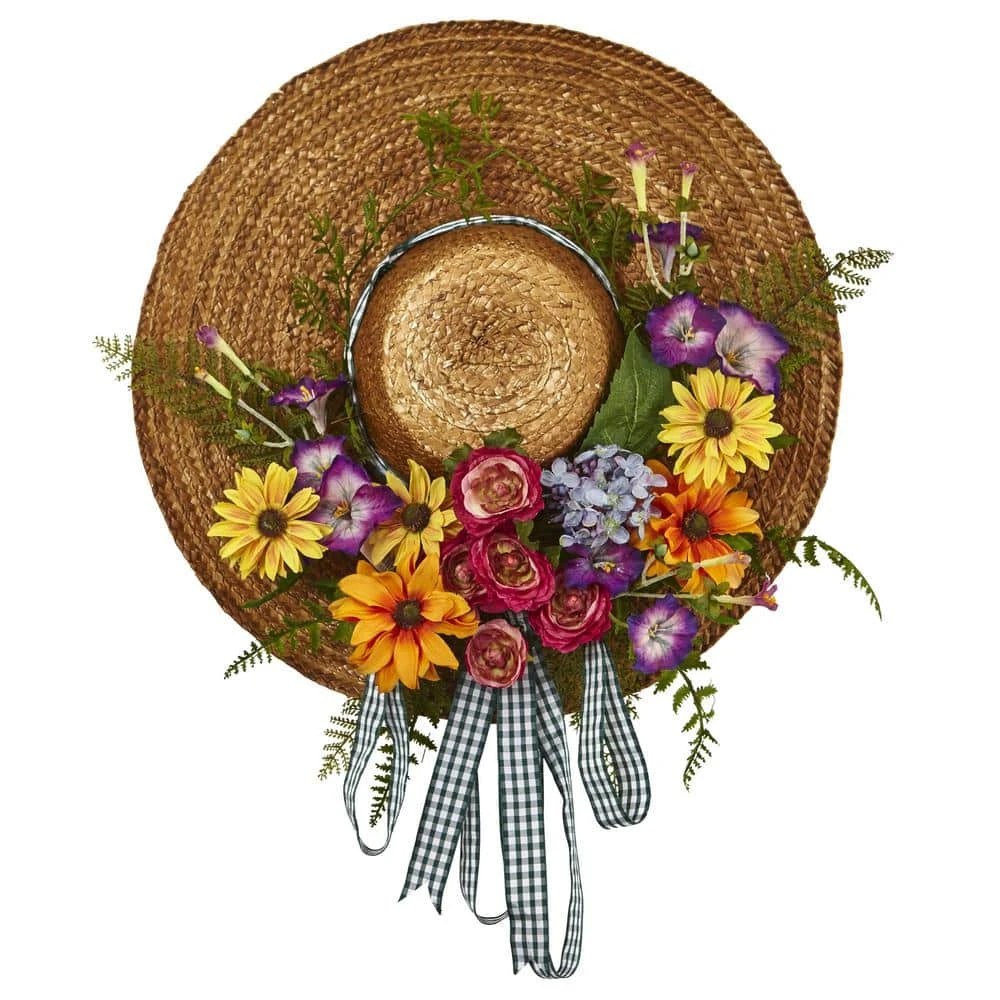 Mixed Flower 18 In. Artificial Hat Wreath 3 Mixed Flower 18 In. Artificial Hat Wreath