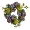 24 In. Artificial Mixed Hydrangea Silk Plant Wreath 1 24 In. Artificial Mixed Hydrangea Silk Plant Wreath -Artificial nearly natural decorative wreaths 4666 64 1000