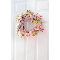 24-in. H Artificial Pink Cherry Blossom Wreath 13 24-in. H Artificial Pink Cherry Blossom Wreath -Artificial nearly natural decorative wreaths 4783 31 1000