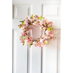 24-in. H Artificial Pink Cherry Blossom Wreath 10 24-in. H Artificial Pink Cherry Blossom Wreath -Artificial nearly natural decorative wreaths 4783 4f 1000