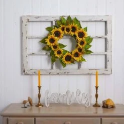 22 In. H Artificial Yellow Sunflower Wreath -Artificial nearly natural decorative wreaths 4787 31 1000
