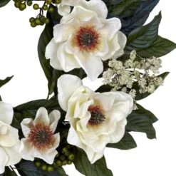 22.0 In. Artificial H White Magnolia Wreath -Artificial nearly natural decorative wreaths 4793 1f 1000