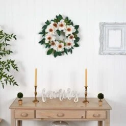 22.0 In. Artificial H White Magnolia Wreath -Artificial nearly natural decorative wreaths 4793 31 1000
