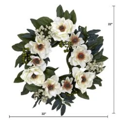 22.0 In. Artificial H White Magnolia Wreath -Artificial nearly natural decorative wreaths 4793 4f 1000