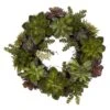 20 In. Artificial H Green Succulent Wreath 1 20 In. Artificial H Green Succulent Wreath -Artificial nearly natural decorative wreaths 4798 64 1000
