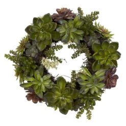 20 In. Artificial H Green Succulent Wreath