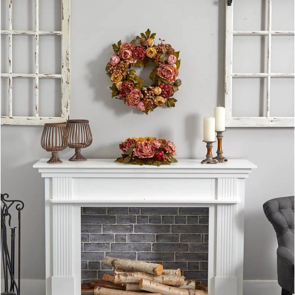 24.0 In. Artificial H Red Peony Hydrangea Wreath 10 24.0 In. Artificial H Red Peony Hydrangea Wreath - Image 8