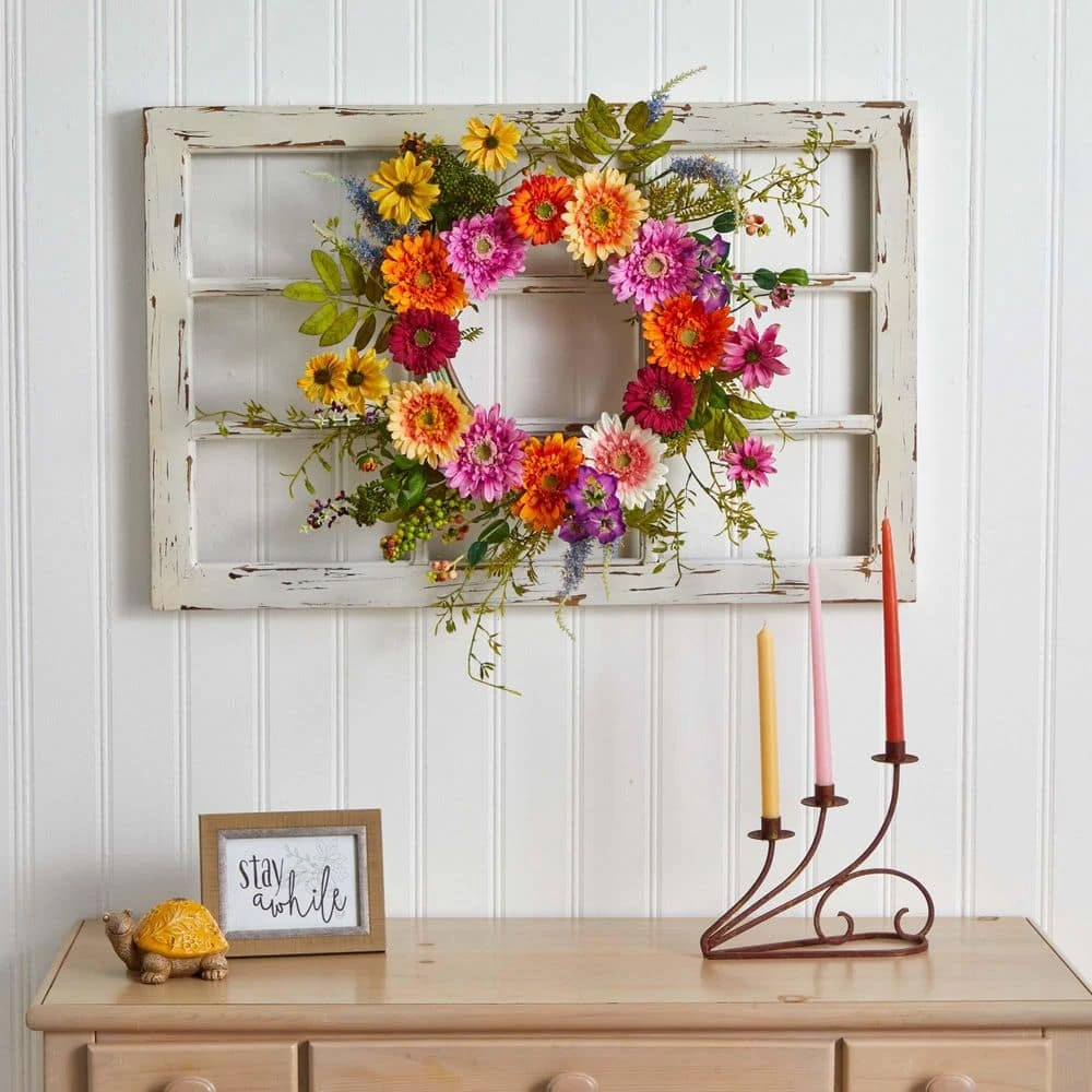 26 In. Artificial African Sunflower Wreath 5 26 In. Artificial African Sunflower Wreath - Image 3