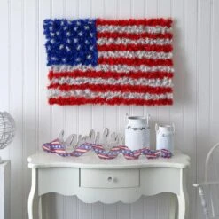 3 Ft. X 2 Ft. Red, White And Blue American Flag Wall Panel With 100 Warm LED Lights (Indoor/Outdoor) -Artificial nearly natural decorative wreaths w1170 1f 1000