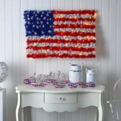 3 Ft. X 2 Ft. Red, White And Blue American Flag Wall Panel With 100 Warm LED Lights (Indoor/Outdoor) -Artificial nearly natural decorative wreaths w1170 31 1000
